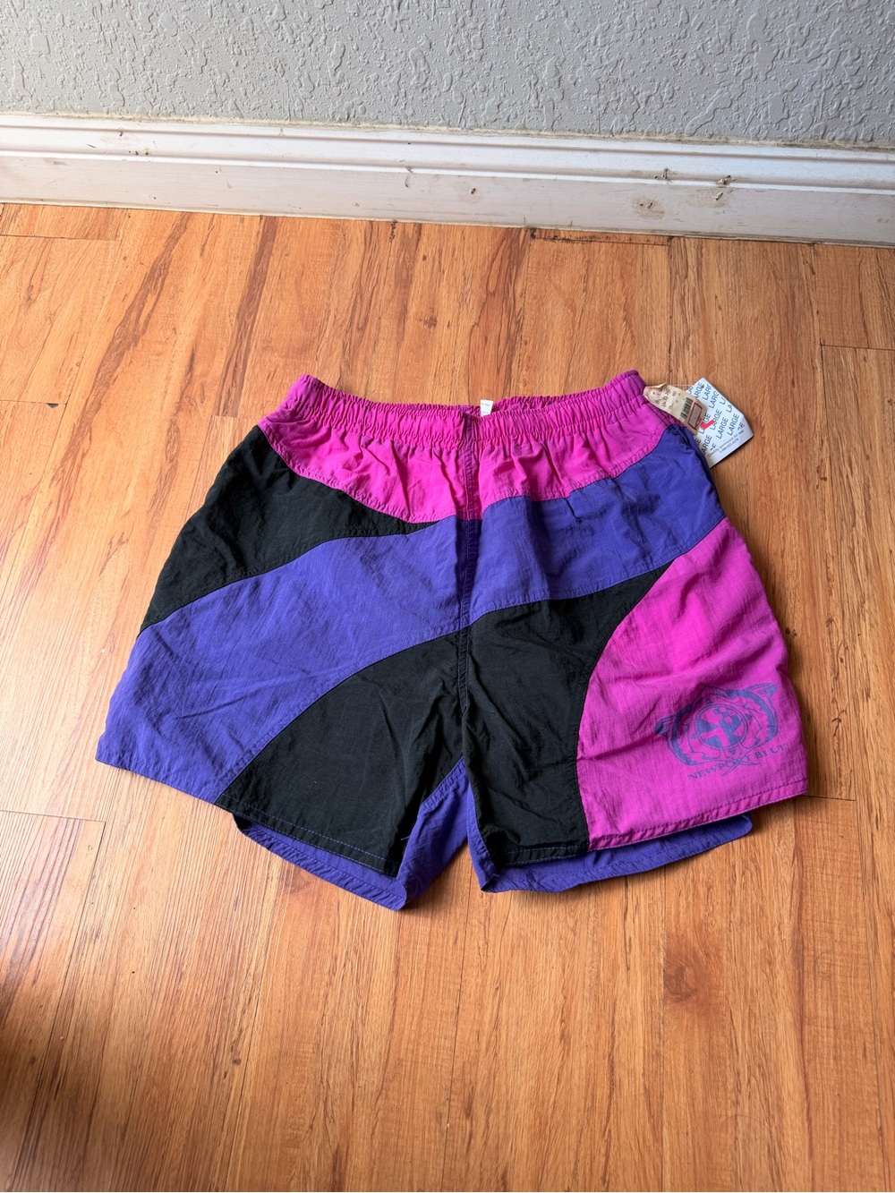 Newport Colorblock Athletic Shorts in Magenta, Purple & Black